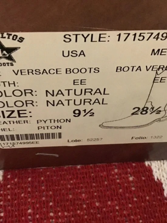 Los Altos Boots 9 1/2 EE PYTHON- Natural - Picture 13 of 15